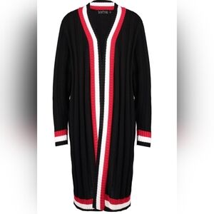 Boohoo Contrast Stripe Chunky Open Front Cardigan